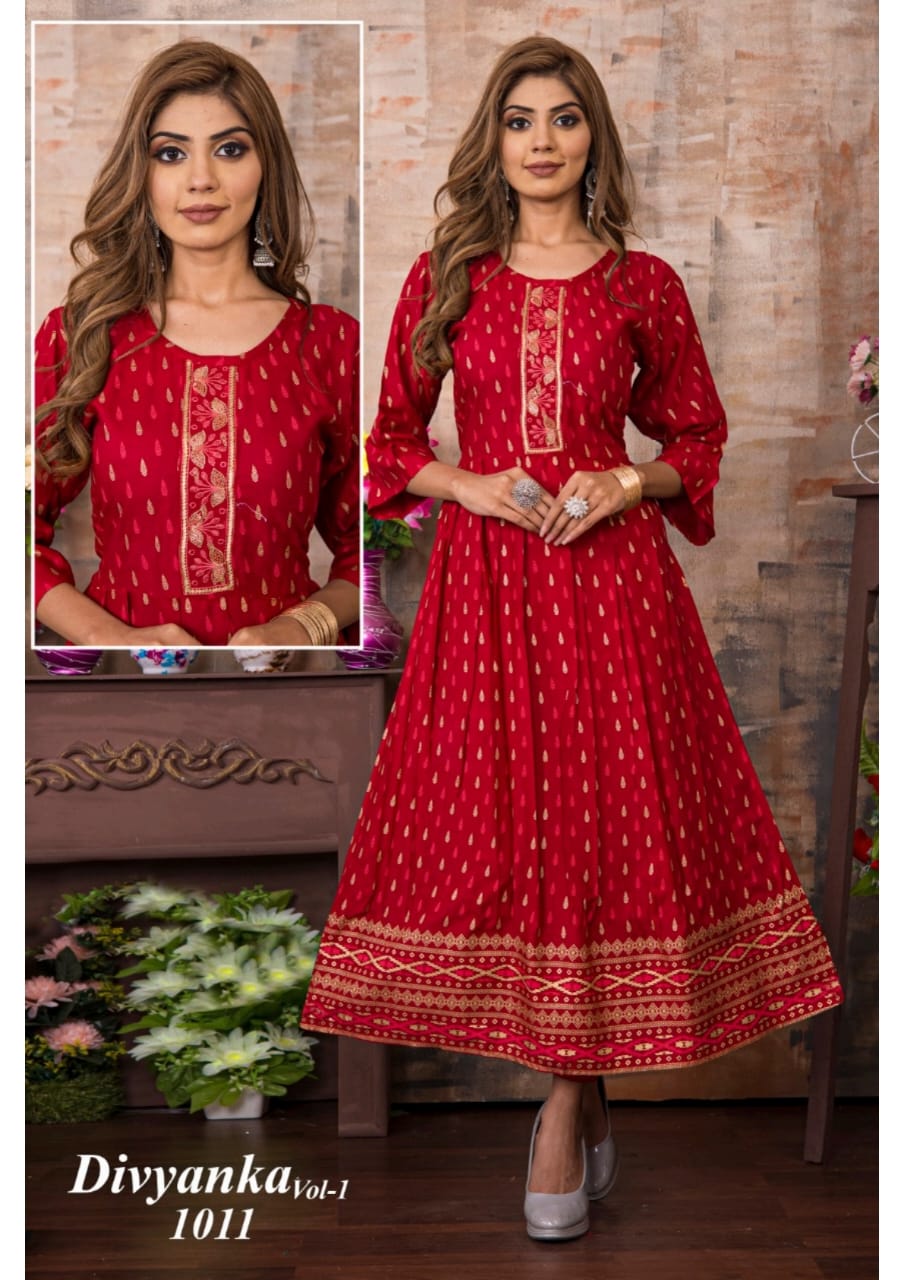Divyanka 1 Ethnic Wear Wholesale Anarkali Kurtis Catalog
